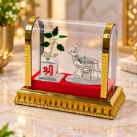 Premium Acrylic Dome Kamdhenu Cow Tulsi Mandir Showpiece for Pooja Home Decor Gift