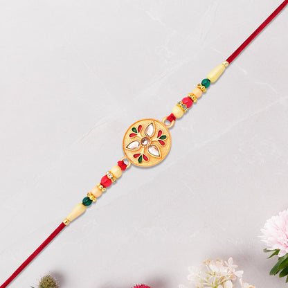 Kalash Rakhi Sacred Design with Embellished Beads & Red Thread (5pcs)