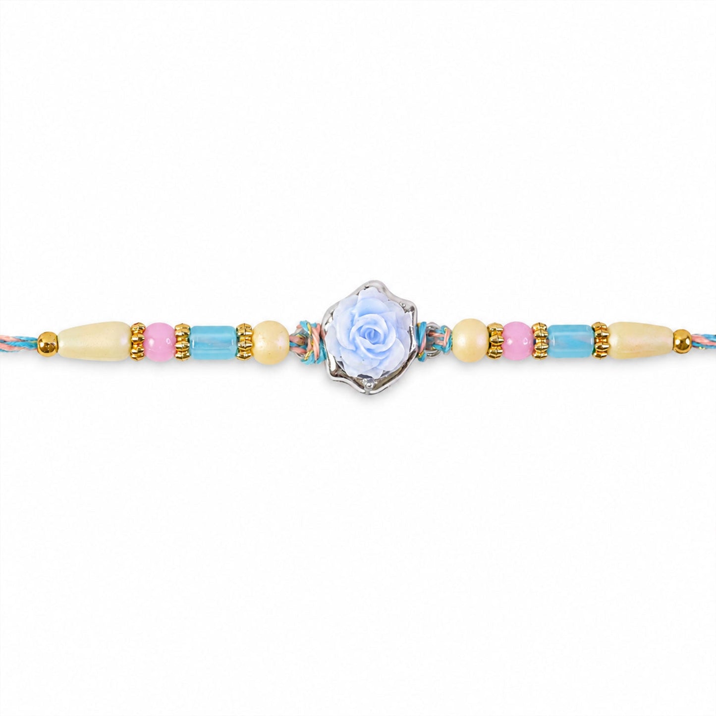 Rose Flower Rakhi for Brother Traditional Beaded Design (5pcs)