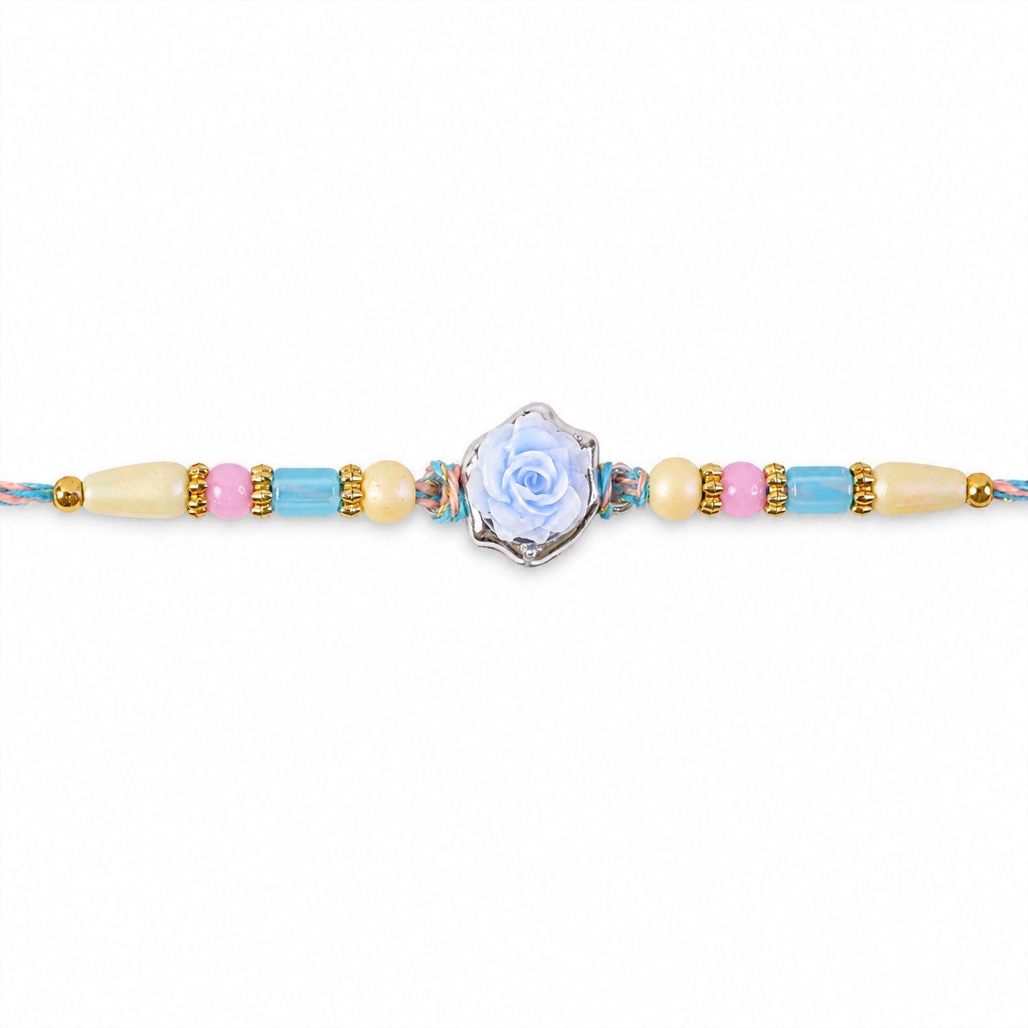 Rose Flower Rakhi for Brother Traditional Beaded Design (5pcs)