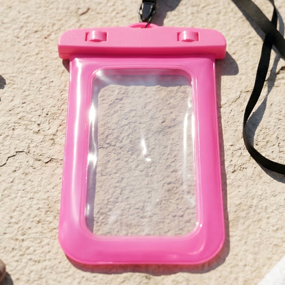 Closeup of pink waterproof pouch material and seal