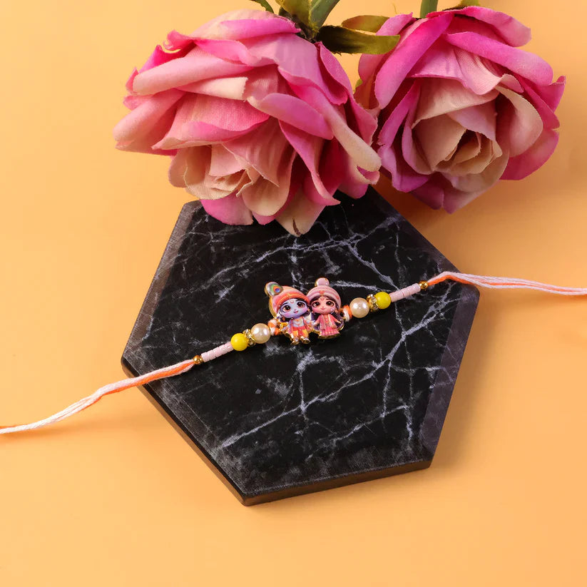Radha Krishna Rakhi for Brother Elegant Designer Charm Thread (5pcs)