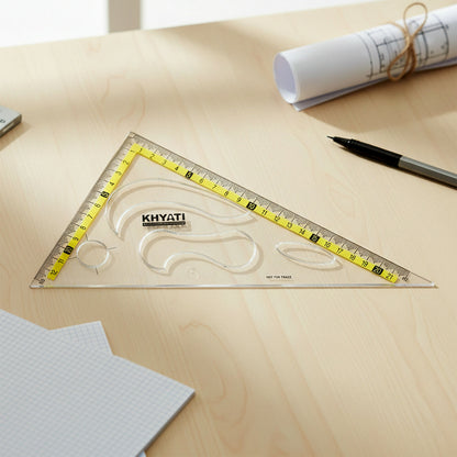 Khyati Strong Transparent Set Square with Protractor Scale for School & Technical Drawing Use