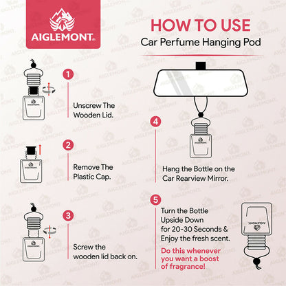Aiglemont Romantic Car Perfume Hanging Pod 10ml | Long-Lasting Car Air Freshener | Premium Car Interior Accessory