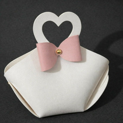White Mini Handheld Bag for Women | Heart Handle Stylish Casual & Gift Purse