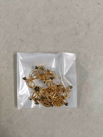 Elegant Gold-Toned Floral & Green Stone Set