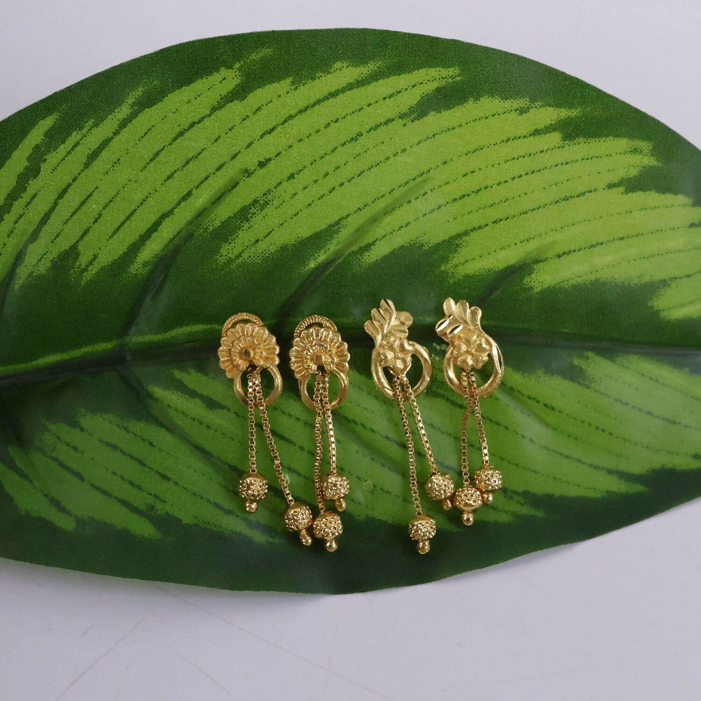 Premium Gold-Plated Long Drop Earrings for Wedding & Festive Wear (2 Pair)