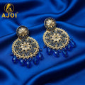 Blue Floral Statement Earrings – Elegant royal blue design for special occasions