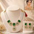 Traditional Pearl Kundan Necklace Set with Matching Earrings for Festive Styling