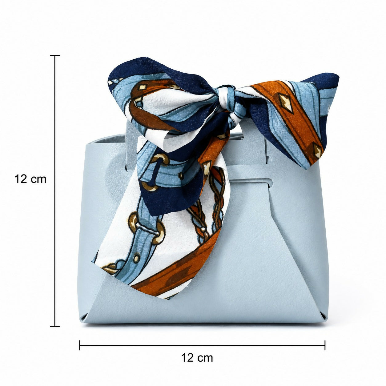 Blue handbag-style mini organizer on desk