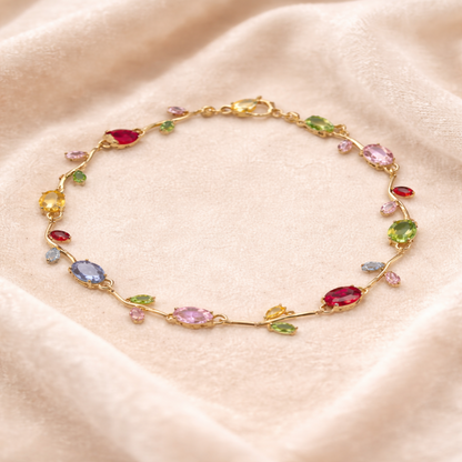 Side angle of gold-plated tulip crystal bracelet