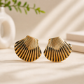Gold Shell Design Enamel Stud Earrings – Stylish Daily Wear Jewelry