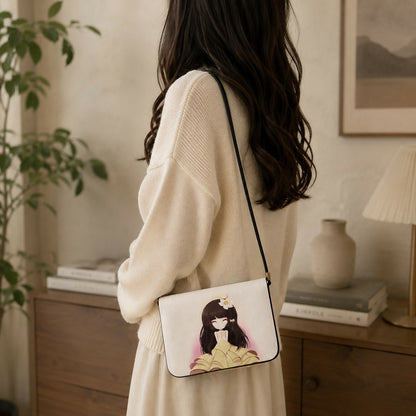 Side angle of cute cartoon princess sling bag