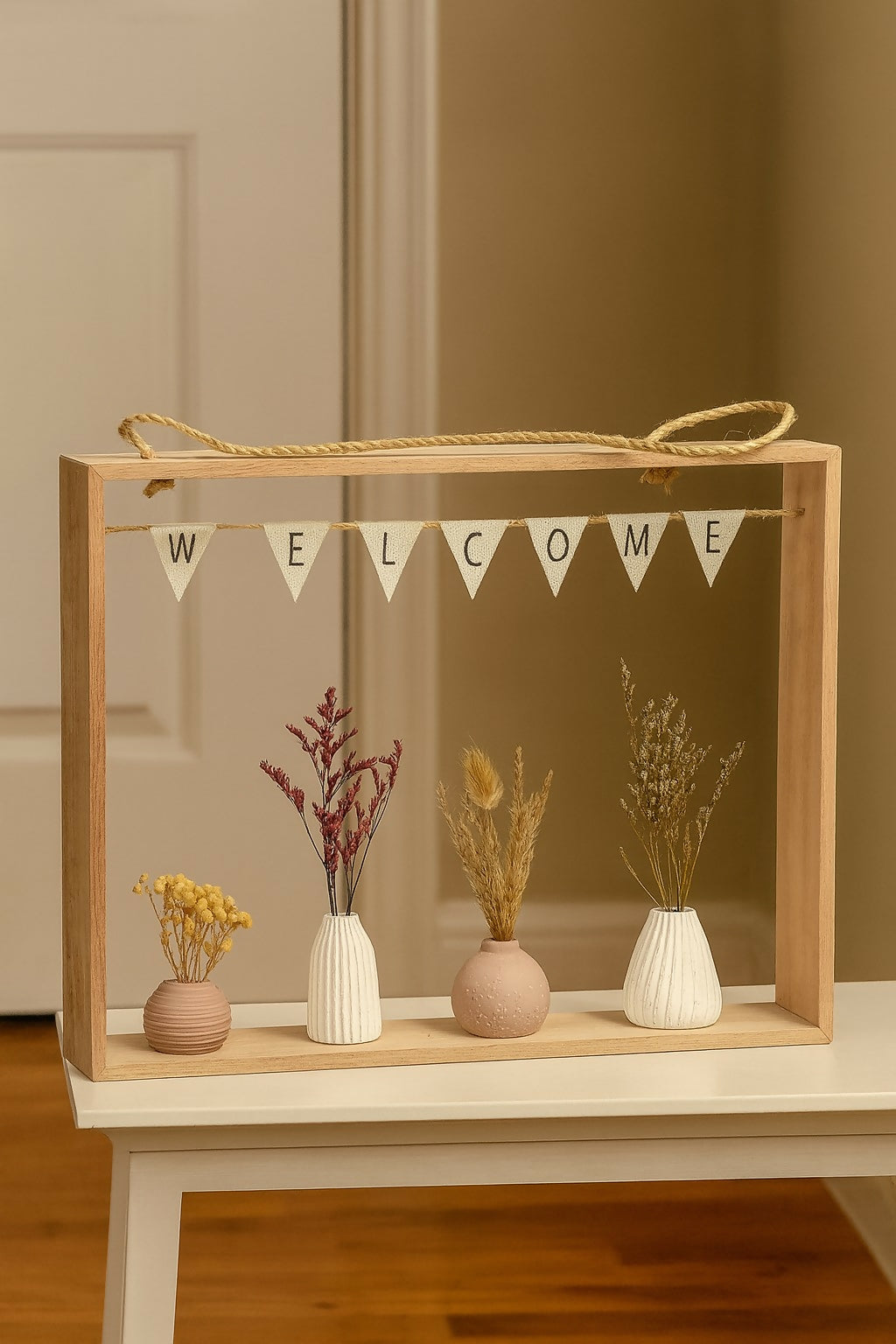ceramic vases with artificial dried flowers for home