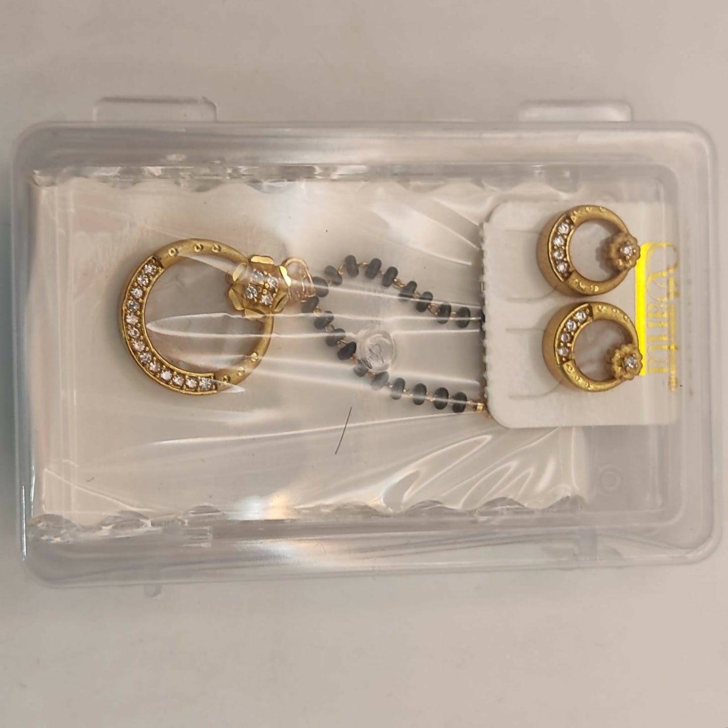 Gold-Plated AD Circular Crystal Mangalsutra & Earring Set for women