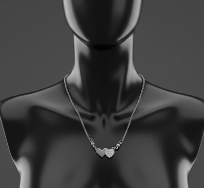 Silver plated Double Heart Pendant Necklace in Sterling For women and girls