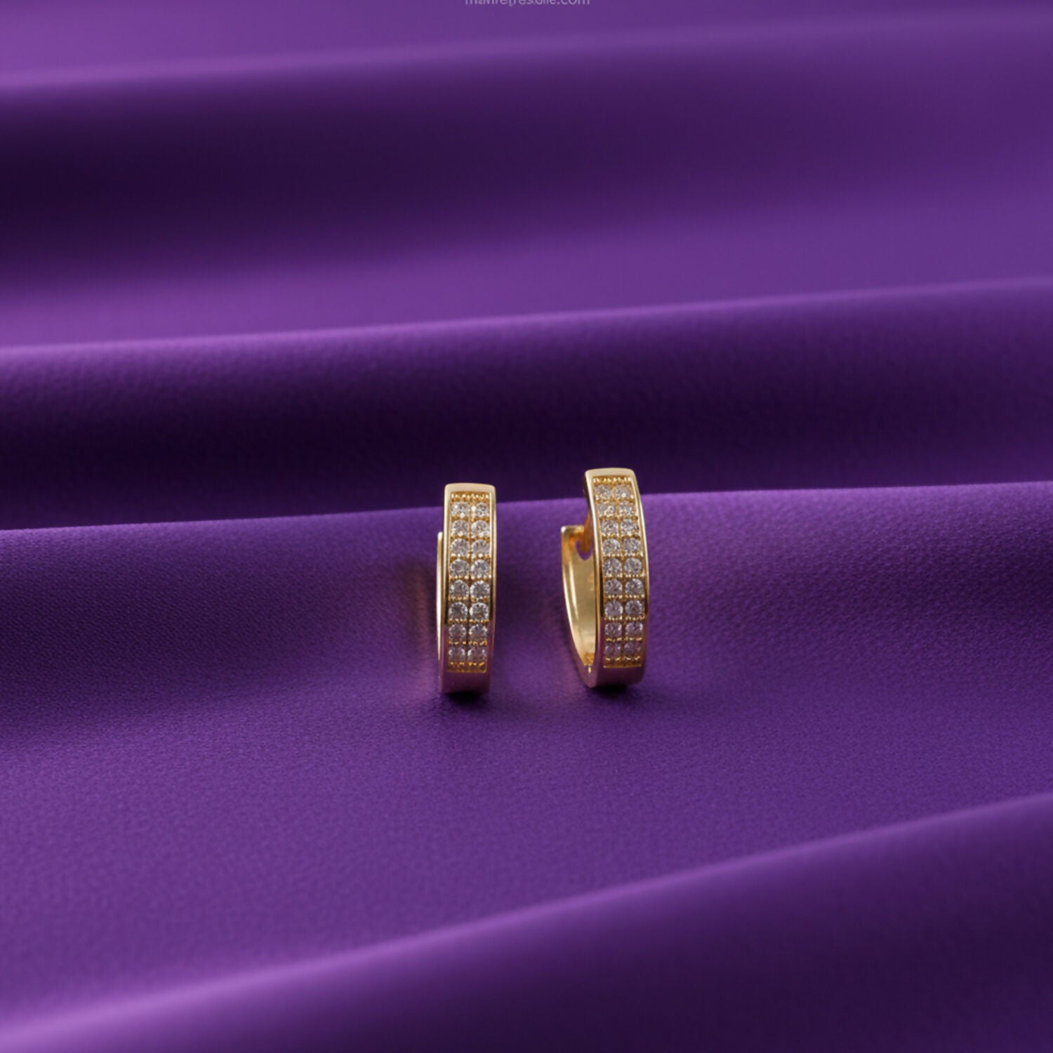 Elegant Gold Finish Crystal Studded Hoop Earrings for Women & Girl