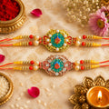 Hanuman Ji Designer Rakhi Set Gold Rose Gold Raksha Bandhan