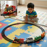Electric Musical Choo Choo Train Toy Set with Track – Light & Sound Kids Play Train Set
