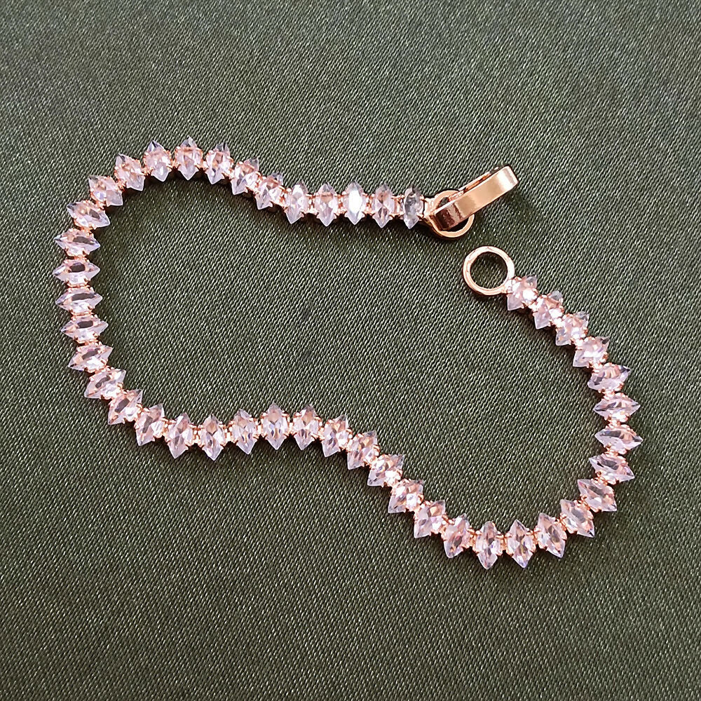 Rose Gold Plated Ad Stone Chain Bracelet