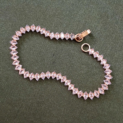 Rose Gold Plated Ad Stone Chain Bracelet
