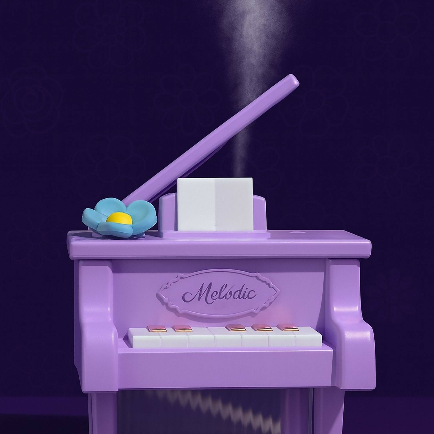 Purple Piano USB Mini Humidifier with Night Light for Bedroom & Kids Room