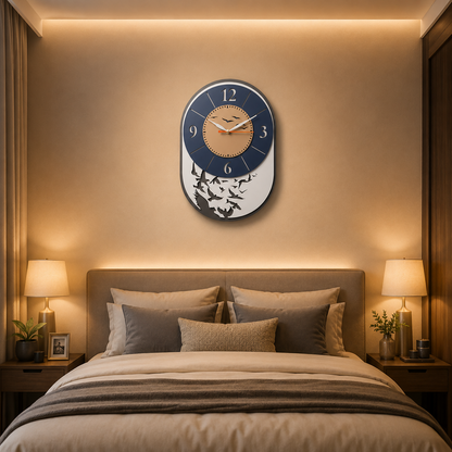 Modern Bird Design Layered MDF Wall Clock Elegant Silent Décor Living Room Office in-use view for festive gifting home decor