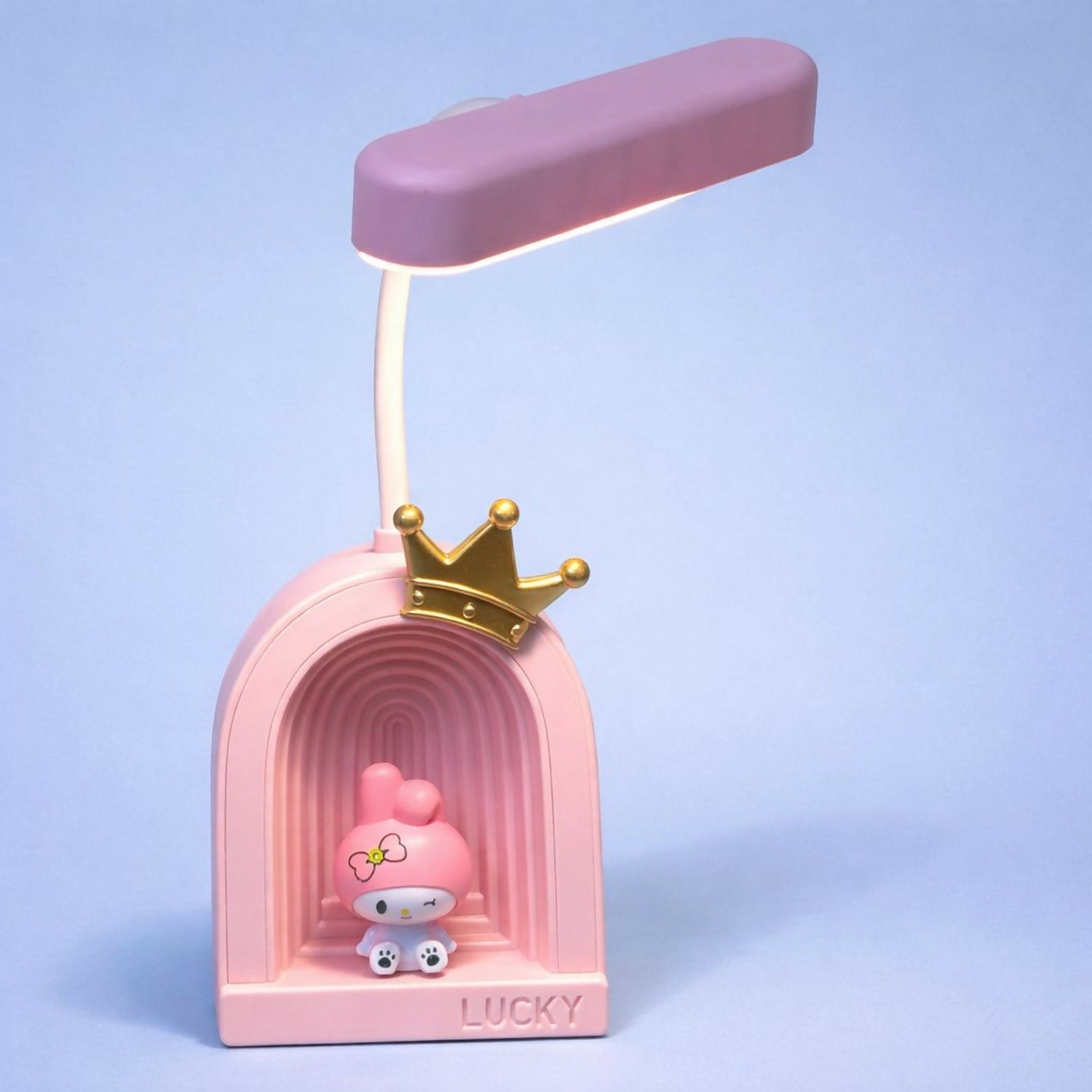 Cute Pink Lucky Cartoon LED Desk Lamp for Kids with Adjustable Neck Light