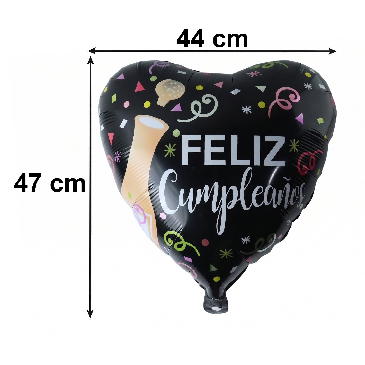 Festive event decorated with Black Heart Feliz Cumpleaños balloon