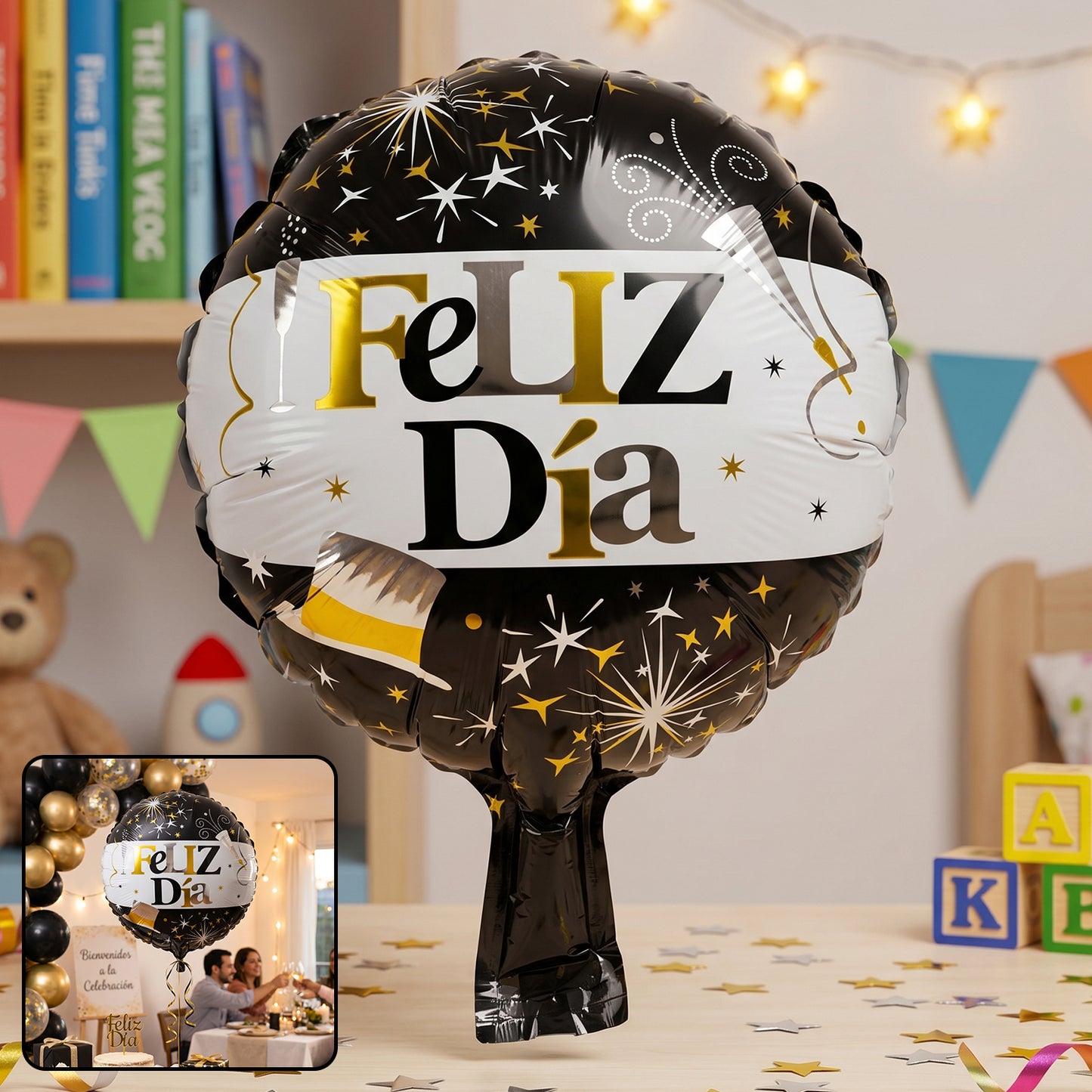 Black gold foil balloon party decoration