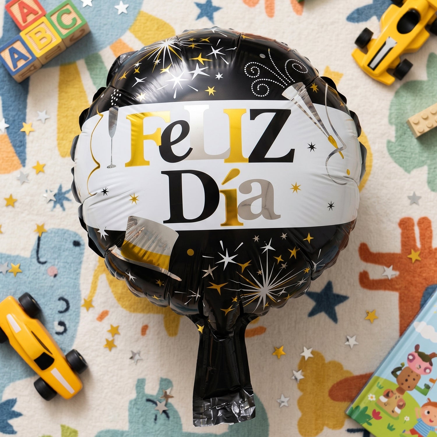 Black gold round foil balloon for celebrations
