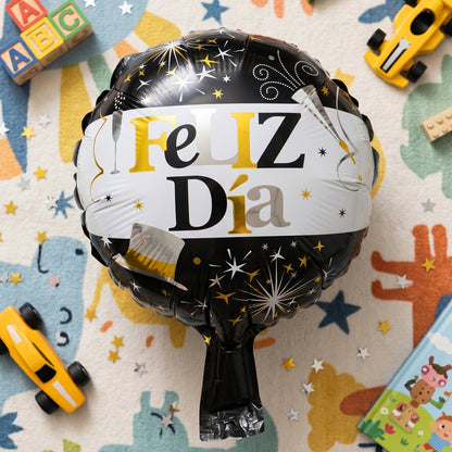 Black gold round foil balloon for celebrations
