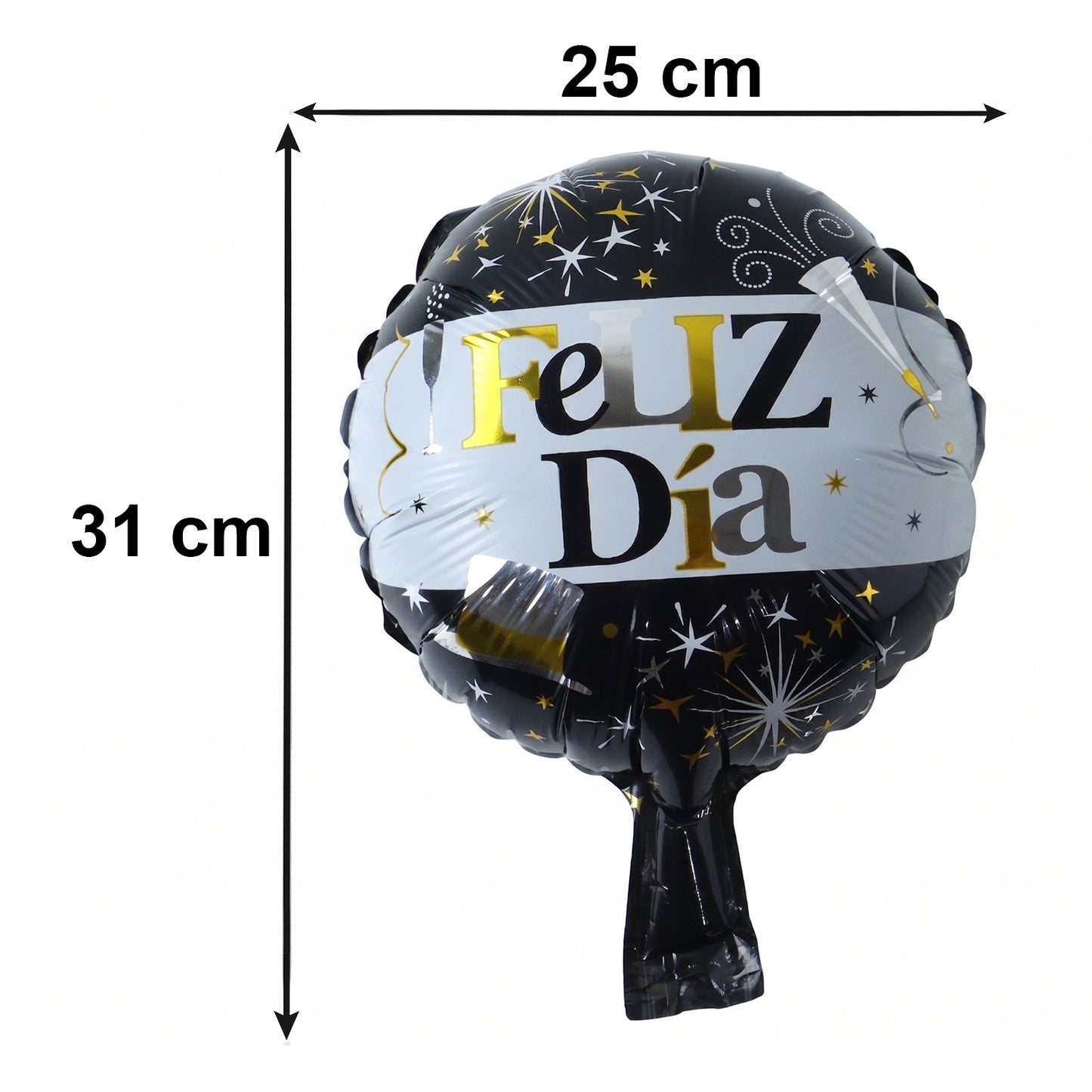 Close-up of black gold party foil balloon