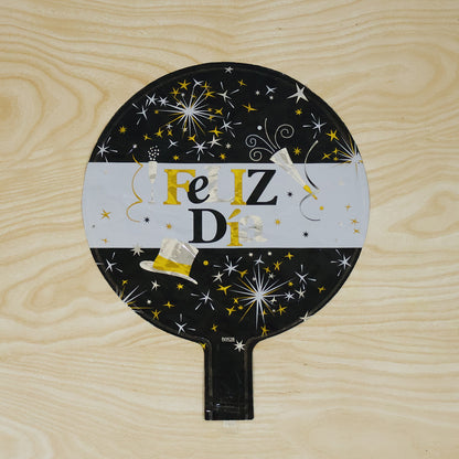 Black Gold 'Feliz Dia' Round Foil Balloon - 1 Pc