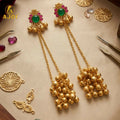 Kashmiri Gold-Plated Ear Cuff Earrings with Emerald & Ruby