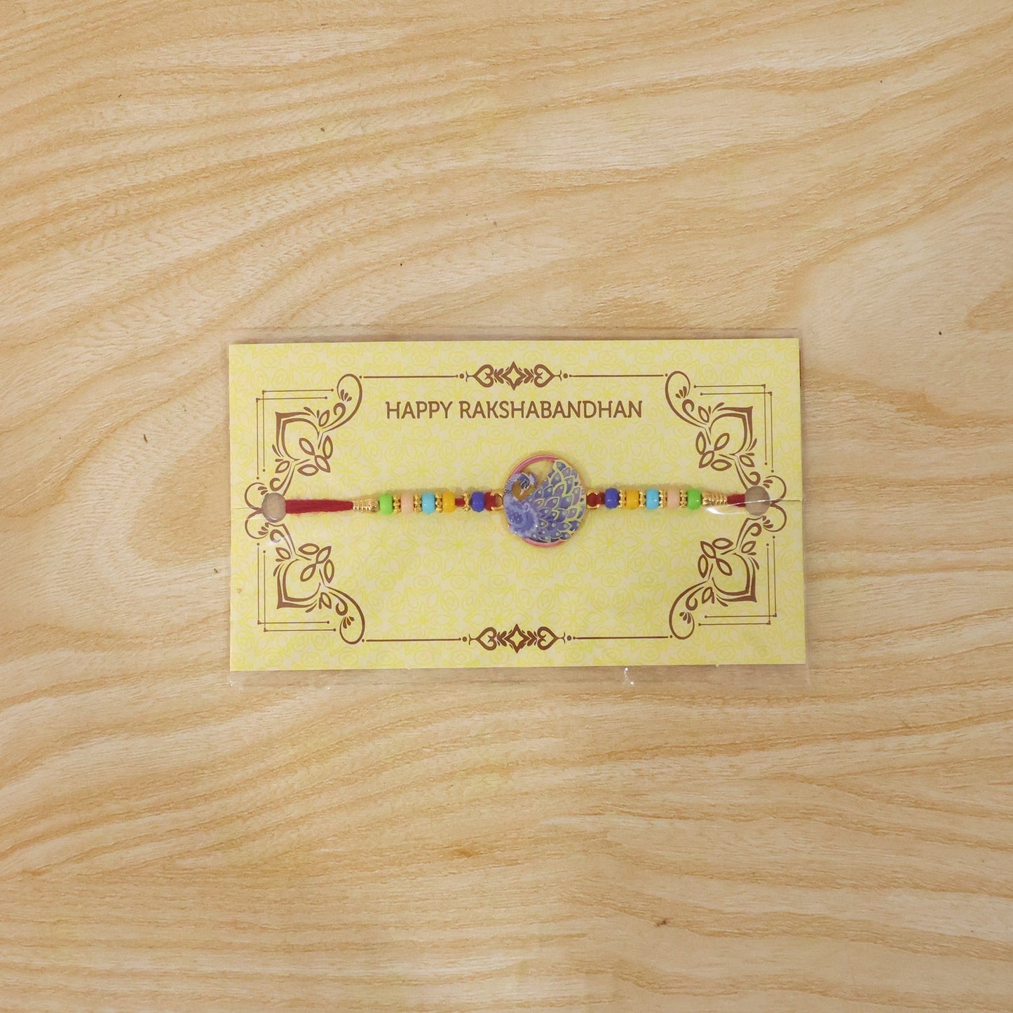 Peacock Rakhi Vibrant Multicolor Beads for Brother's Festive Looks (5pcs)