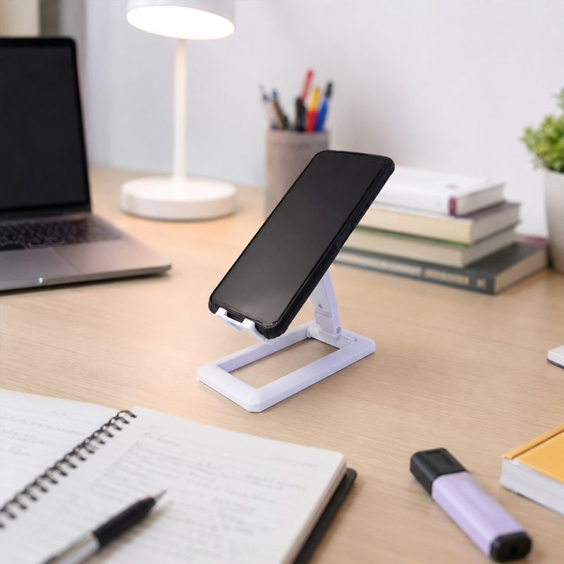 Foldable Plastic Mobile Phone Holder Stand Adjustable Desk Stand for Office (1 Pc)