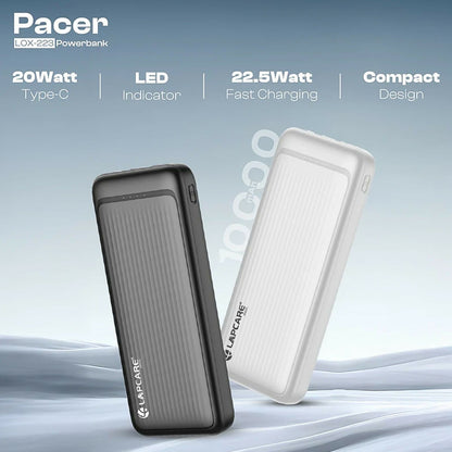 Lapcare 10000mAh Portable Power Bank with Dual USB Output and LED Indicator