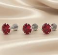 Silver plated Red AD Flat Back Labret Stud Earrings for women and girls Combo Pack of 3