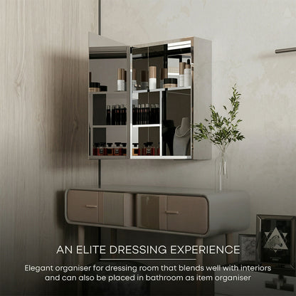 Wall Mounted Mirror Cabinet with Storage, HD Mirror Door Bathroom Organizer with Multi Shelf Storage & Modern Design