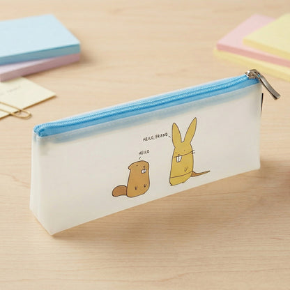 Cute Cartoon Transparent Pencil Pouch (1 Pc)