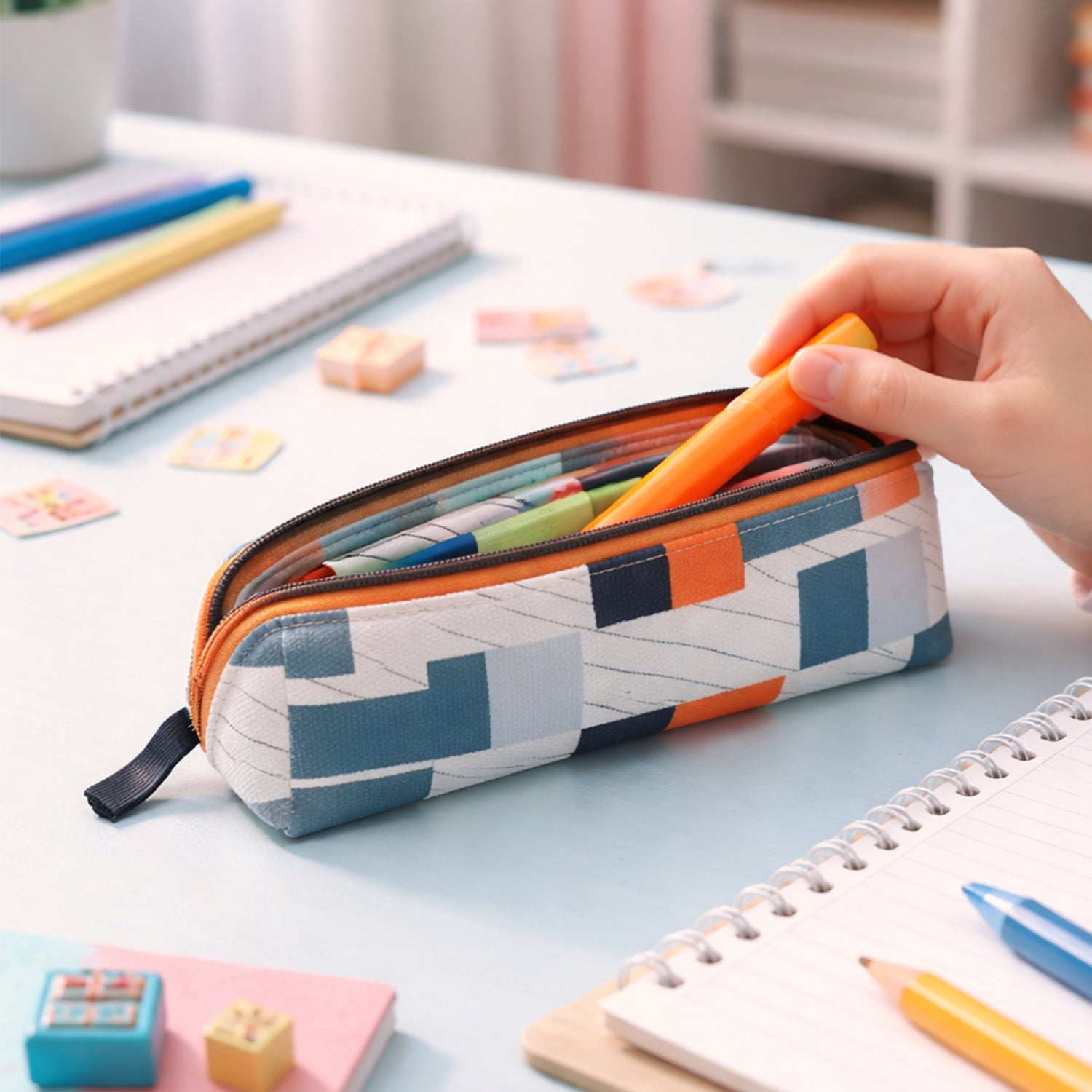 Fabric Pencil Storage Pouch side angle