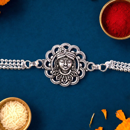 Mahadev Shiva Motif Oxidised Silver Chain Rakhi (5pcs)