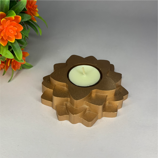Flower 4-Layer Diya gold tealight candle Elegant Home Decor Handmade