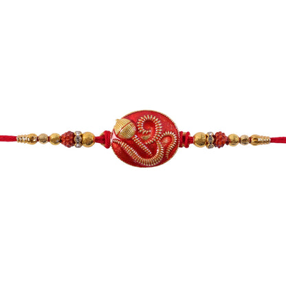 Om Motif Designer Rakhi with Beads for Raksha Bandhan (10pcs)
