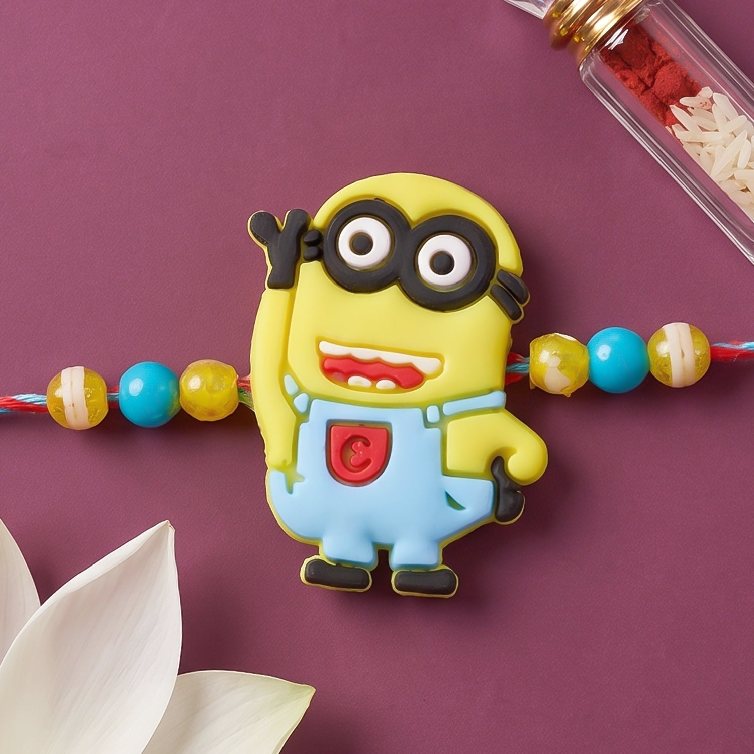Cartoon Character Kids Rakhi with Playful Beaded Detailing Work (5pcs)