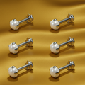 Silver Plated Opal & Pearl Flat Back Nosepin Stud Combo Pack of 6