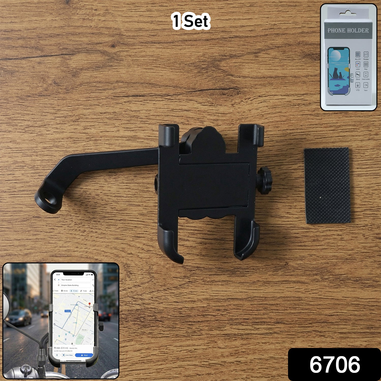 Metal Bike Phone Holder – Rear View Mirror Mount - Image 2