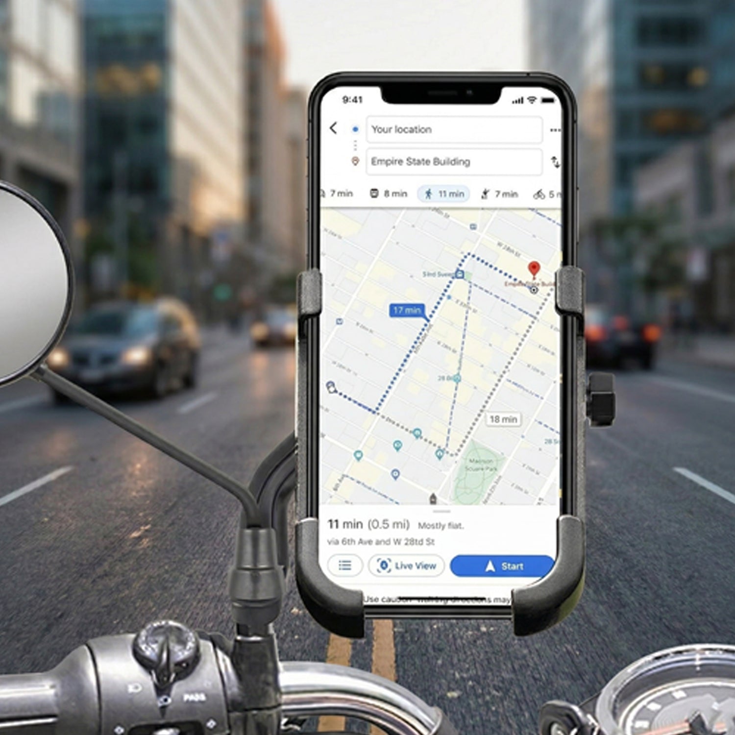 Mobile Phone Holder  View Mirror Mount Solid Metal Cradle for Bike and Phones