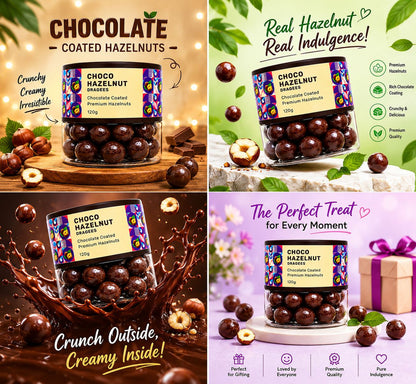 Oracle Choco Hazelnut Dragees, Smooth Chocolate-Coated Crunchy Hazelnut Treat 120g